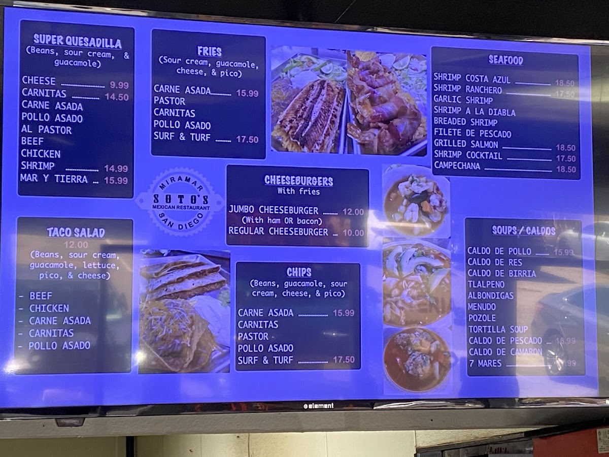Sotos Mexican Food Menu - Image 1